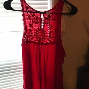 Red Lace Racerback Tank Top